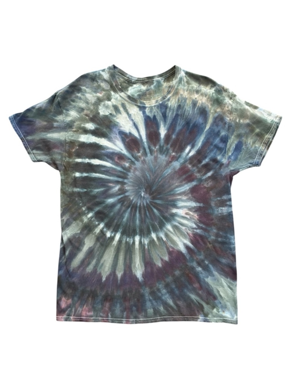 Hanes Short Sleeve Spiral Tie-Dye Tee in Blue, Green, Gray